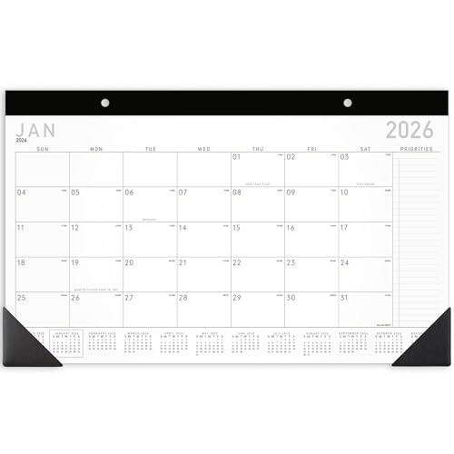 Calendrier de bureau 2026 contemporain pour organiser le télétravail à la maison