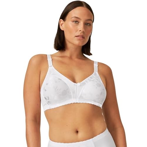 Naturana® Minimizer BH mit Blumenmuster [Cup B-D]: Minimizer BH ohne Bügel I Big Cup BH mit schönen Verzierungen I hochwertiger BH Minimizer ohne Bügel 90 Weiss E