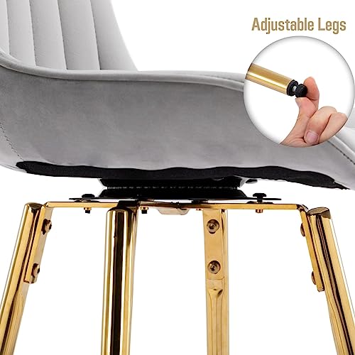 Cimoo Swivel Bar Stools Set Of 2 Velvet Counter Stools With Gold Legs 30 Inch Bar Chair With Back Grey Barstools For Kitchen Island #TOP4