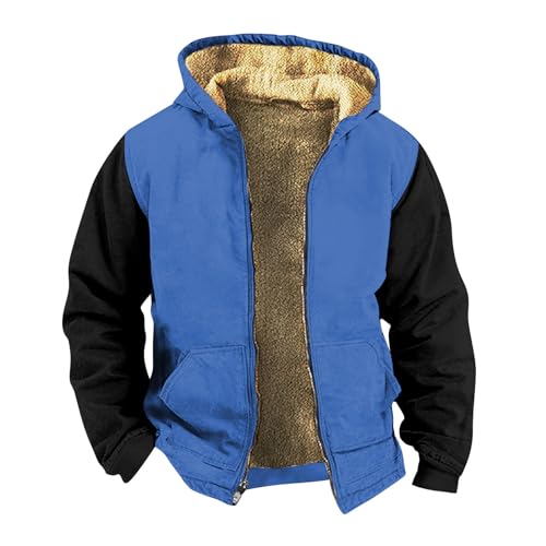 Sanfashion Herren Mantel,Oversize Parka Herren Coat Men Mantel Herren Mit Reisverschluss Schwarzer Blazer Herren Herren Jacke Warm Jogging Regenjacke Herren(3XL,Blau)