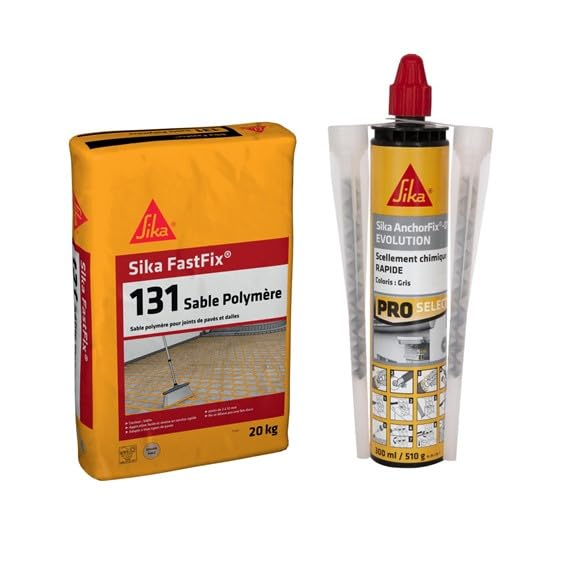 Sable polymère SIKA 20kg ton pierre et scellement chimique 300ml pour pavés