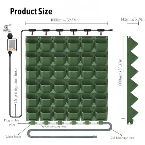 CENCESON 36 Pockets Living Wall Planter Indoor, Self Watering Wall Hanging Planters for Outdoor Plants Stackable, Cascading Vertical Planter Garden (36 planters Set) by CENCESON - Used condition - Image 7