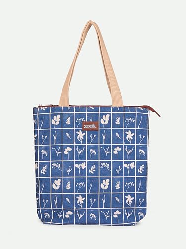 Image of ZOUK Ivy Tote Bag for Women | Handcrafted Jute Khadi with Vegan Leather Handles | Lightweight, Foldable & Travel-Friendly Everyday Carry Bag |