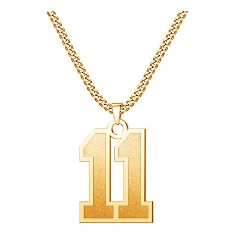 Lifequeen 11 Jersey Number Necklaces for Athletes Boys 18k Gold Plated Number Chain with Name Sports Soccer Football Basketball Baseball for Men Girls Women Cover