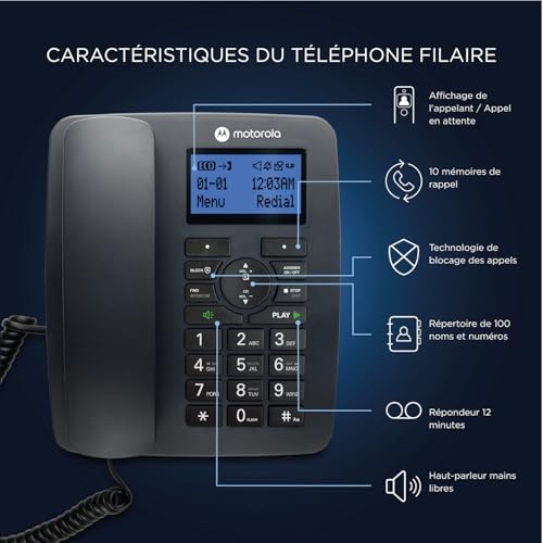 Motorola C4201 Combo Téléphone Fixe et Sans Fil - vue 7