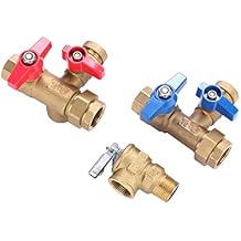 3/4" Universal Brass Tankless Water Heater Isolation Valve Service Kit with Pressure Relief Valve