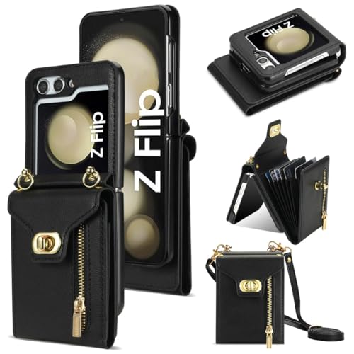 Étui portefeuille Galaxy Z Flip 8 en cuir mat au design élégant et finitions haut de gamme