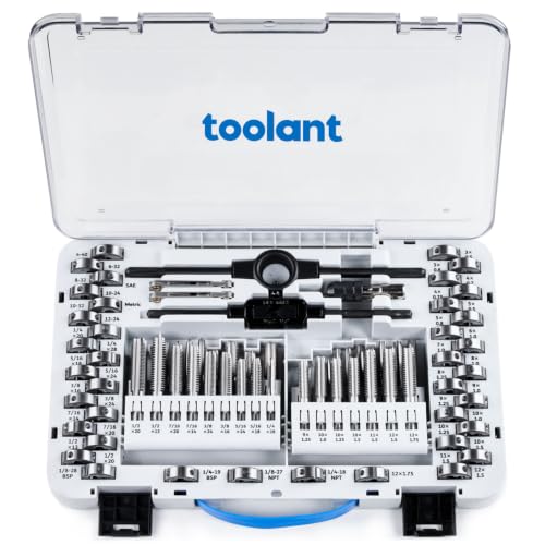 Image of toolant 81-Piece Tap and Die Set, Metric and SAE Thread Repair Kit