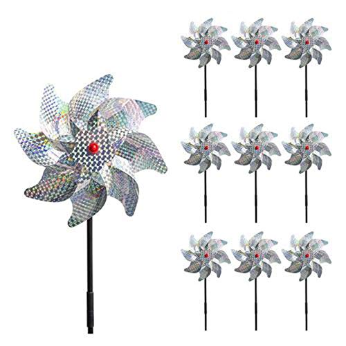 Preisvergleich Produktbild luckything 10 Stück Vogelabwehr, Reflektierende Windmühle Reflektor Vogelschreck Reflektierende Vogelabwehr Zur Vogel Abwehr Garten Dekoration Für Balkongarten Reflektierende Windmühle Vogelabwehr