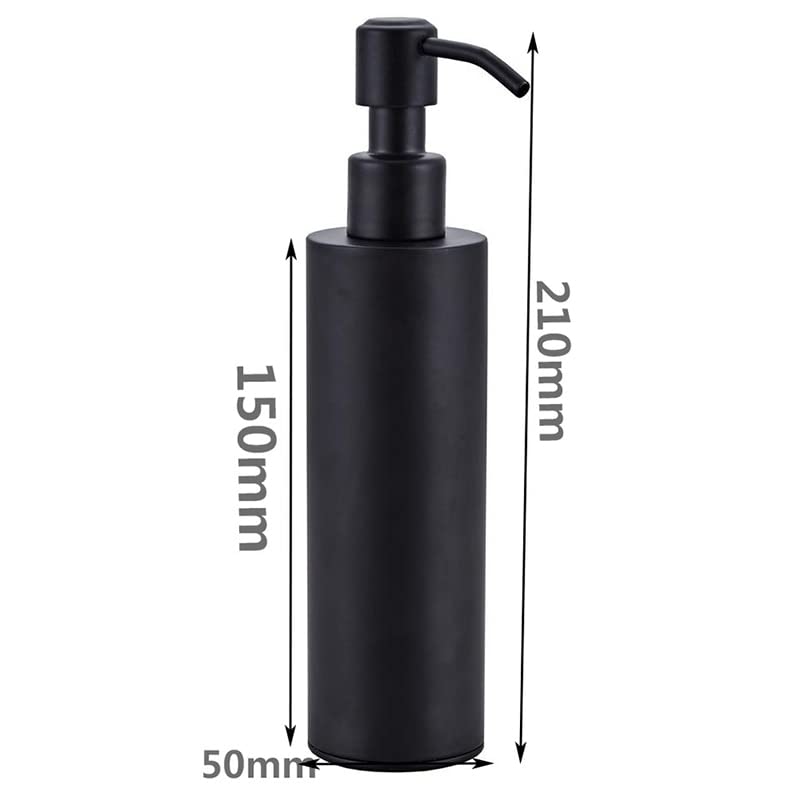 Dosificador Jabon 200 ml dispensador de jabón de Acero Inoxidable Negro Recubierto Redondo Redondo Botella de Botella de Botella de Cocina Suministros de baño dispensador champú