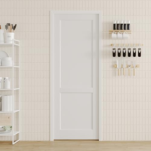 Image of 24 inch x 80 inch Sliding Pocket Door, 2-Panel Core with Frame and Hardware Kit Set, Interior Doors for Pocket Door, White Primed - No Panel Assembly Required