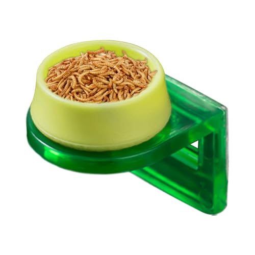 Plato de comida de crestado, cuencos de terrario con respaldo adhesivo, plato de agua de leopardo con agarre estable para camaleón arbóreo, lagarto, mascotas, anfibios, iguanas, reptiles