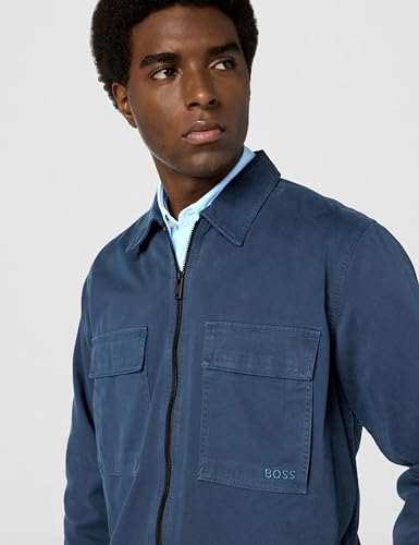 Image of BOSS Men's Twill Cargo Pocket Zip Up Overshirt