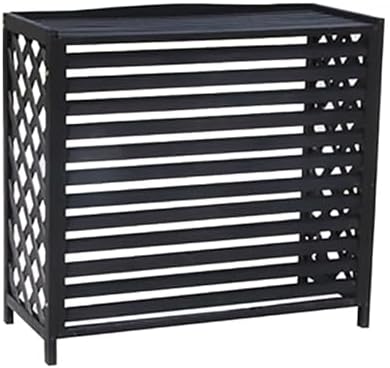 Wooden Outdoor Air Conditioner Privacy Fence - Stylish Windproof & Sunproof Cover for Window AC Units, Durable Plant Shelf & Storage Solution, Perfect for Patios & Gardens.