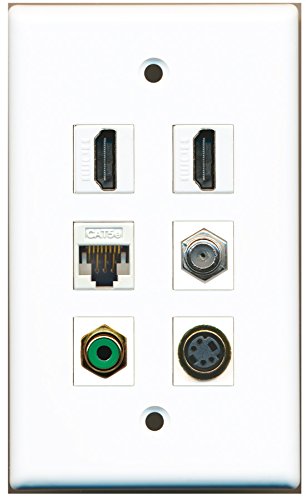 RiteAV – 2 HDMI 1 Port RCA grün 1 Port Koax-Kabel TV-F-1 Port S-Video 1 Port Cat5e Ethernet weiß Wall Plate