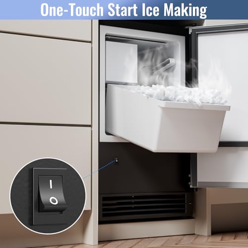 Image of Under Counter Crescent Ice Maker Machine, 15'' W Drainless Built-in Ice Maker, 15 LBS /Day with 12 LBS Storage Bin, Perfect for Commercial Home Bar, No Drain