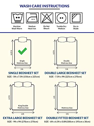Image of Swayam Pure Cotton Single Bedsheet with 1 Pillow Covers | Size 60 x 90 inch | 160 TC | Ethnic Motifs Design | Soft Breathable Bed Sheet | Comfortable & Durable for Bedroom - Beige