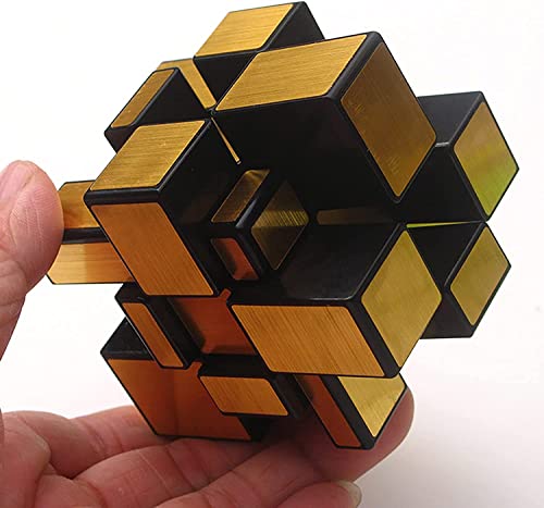 Image of Magic Smoothly Stickerless High Speed Magic for Kids,Speedy Stress Buster Brainstorming Puzzle Game Mind Games,Puzzle for 14 Years and Up,Multi (Mirror Golden Cubbe 3x3)