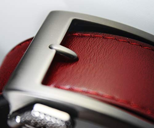 Classic Men's Leather Ratchet Click Belt - Gun Metal Buckle with Mahogany Brown Leather Belt (Trim to Fit: Up to 38'' Waist)4