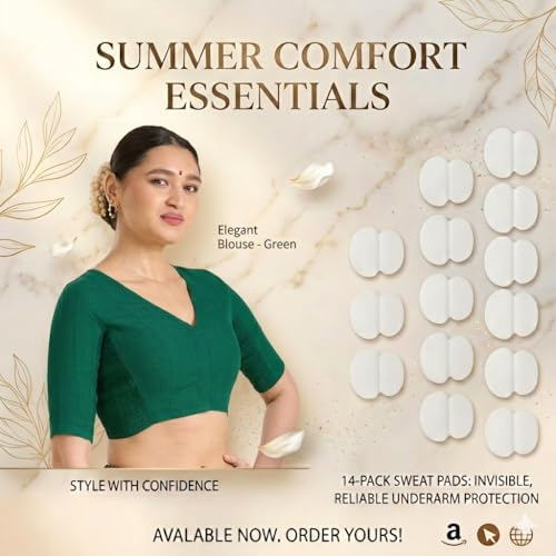 Image of Studio Shringaar Women's Thick Handloom Cotton Plain Side Stretch (Smocked) Readymade Saree Blouse