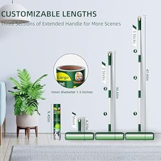 Große Fusselrollen für Tierhaare, Boden-Fusselrolle mit 24 cm Riesen-Fusselrolle, Nachfüllpackung, 360 Blatt insgesamt, ausziehbarer Griff, klebrige Rollen für Boden, Teppich, Möbel, Kleidung und