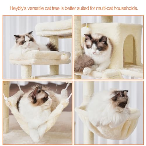 Image of Heybly Cat Tree, 71-Inch-Tall Tower for Indoor Cats with 2 Perches HCT034M