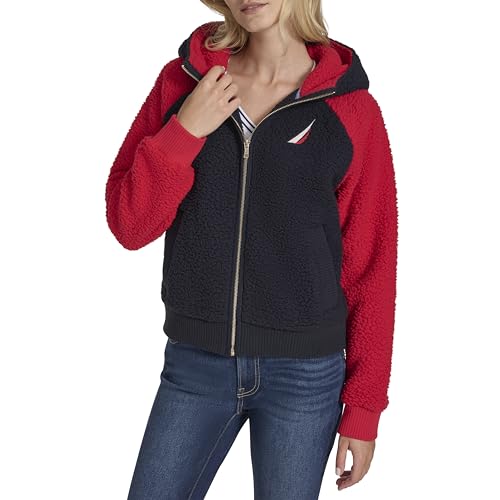 Nautica Women's Colorblock Sherpa Soft Zip2