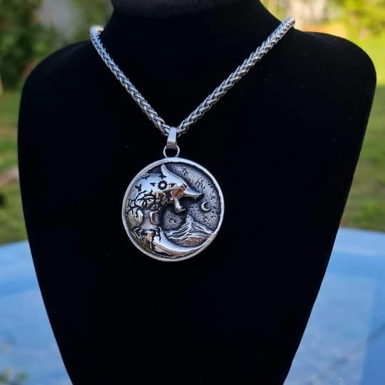 Miniatura 3 de Fenrir - Collar vikingo, de acero inoxidable, nórdico, asatru, celtas, colgante de metal vikingo, collar Fenrir, collar vikingo para hombre, Acero