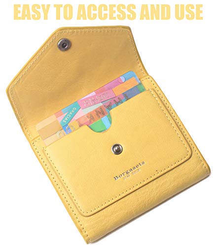 Small Leather Wallet for Women, RFID Blocking Women's Credit Card Holder Mini Bifold Pocket Purse (Limited Edition-Ice Yellow)
