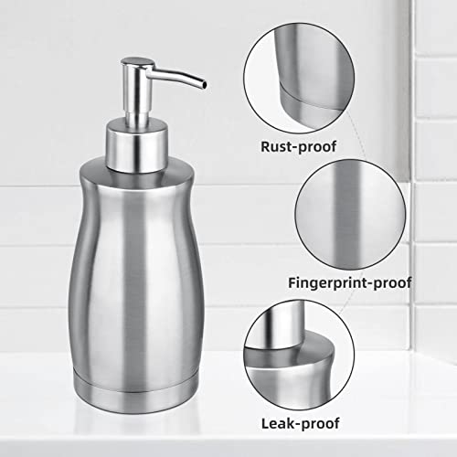 BabyElf Soap Dispenser Stainless Steel, 400ml Lotion Dispensers, Hand and Dish Soap Dispenser for Kitchen & Bathroom, Refillable Bottle with Pump - Image 5