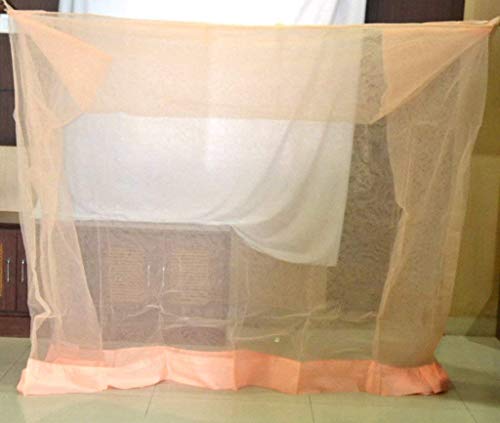 Image of APS Polycotton Peach Mosquito Net /Machardani for Home (4 x 6.5) Foot