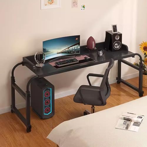 Bureau mobile hauteur réglable avec déflecteur de sécurité et roulettes