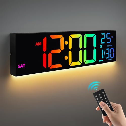 Opiniones y reviews de Relojes de pared al mejor precio. 45 Reloj Digital De Pared, 16 Pulgadas Reloj De Pared Digital Grande, Reloj Pared Digital, 8 Ajustes De Color Rgb, Con Reloj Despertador Dual, Fecha, Temperatura, Semana, Control...