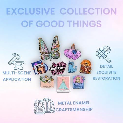 Image of 9-piece creative singer enamel pin set with storage box. Suitable for concerts. Era pins and friendship brooches are for collection and decoration. They are peripheral gifts for music lovers and fans of their lovers