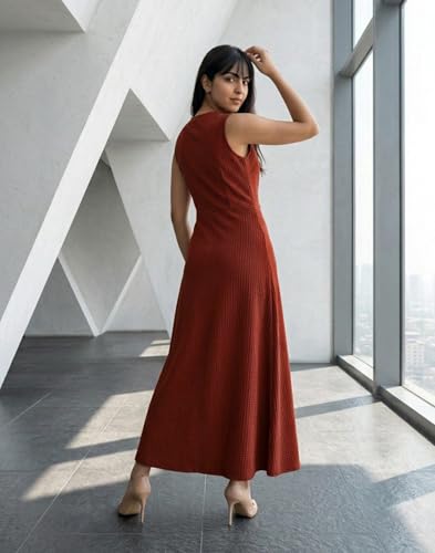 Image of Selvia Textured Lycra A-Line Dress for Women, One Piece Western Dress for Women