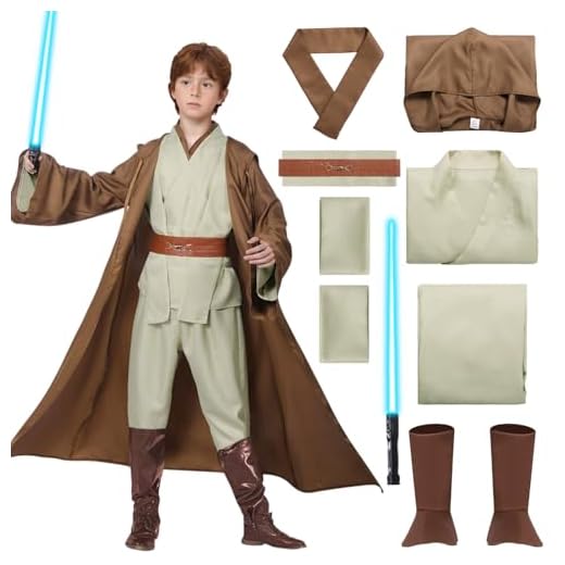 Caballero Túnica con Capucha para Adulto Niño Jedi Marrón Cosplay Disfraz Capa Halloween Accesorios (Marrón (Niño), 110cm)