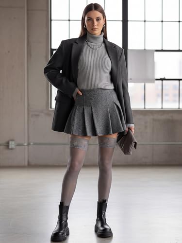Image of Bencailor 4 /6 /12 Pairs Fishnet Thigh High Stocking for Women Silicone Lace Top Sheer Over Knee Stockings