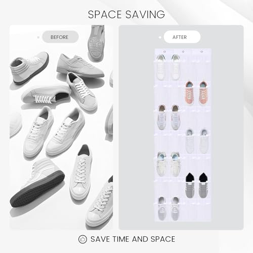 Mcpinky HMC2625 Hanging Shoe Organizer, Over The Door Shoe Rack Mesh Shoe Holder Hanger Behind Door Storage 28 Pockets thumb #4