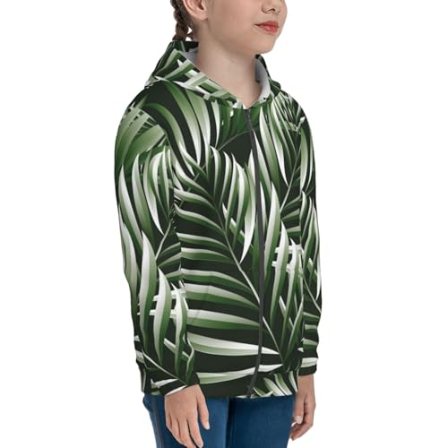 Tropical Palm Leaves1 Kid Hoodies Boys Zip Up Sweatshirts Girls Pullover with Pocket4