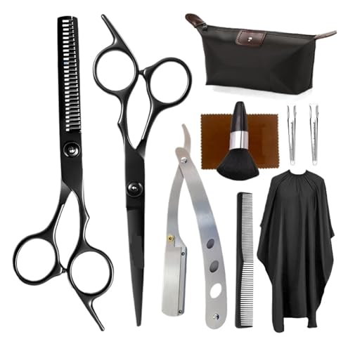 Ciseaux de coiffeur professionnels 6.0 pouces ensemble amincissants coupe cheveux black