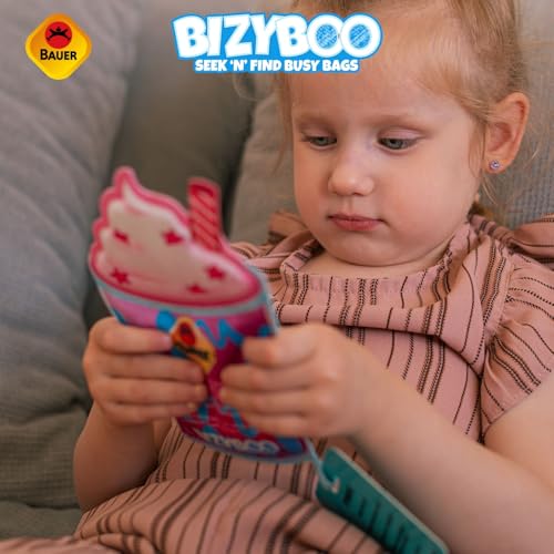Bauer Spielwaren Bizyboo - koktajl mleczny - zabawka sensoryczna z perłami i ukrytymi przedmiotami, zabawka podróżna przeciw nudie od 2 lat (21004), niebiesko-różowy, koktajl mleczny