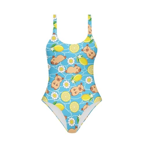 Image of One Piece Bathing Suit for Teen Girls Comfy Crewneck Backless Bathing Suit
