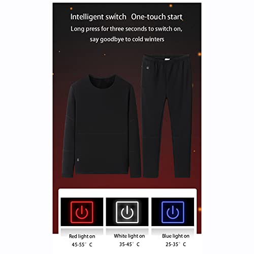Electric Heated Thermal Underwear Set Usb Heated For Men Women Outdoor Winter Warm Base Layer Sport Top & Bottom,Men Black,Xl #TOP2