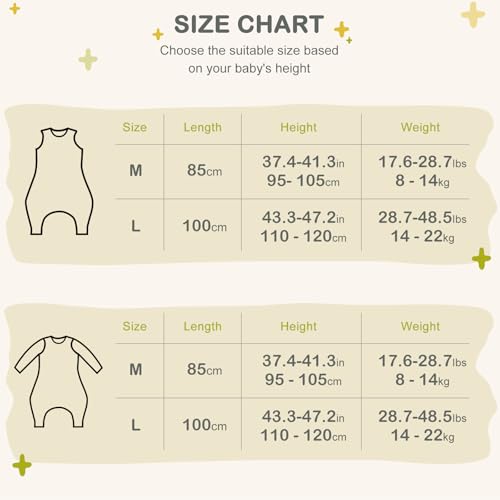 Image of Super Soft 1.5 TOG Sleep Sack with Legs, 100% Cotton Warm Comfy All Season Toddler Sleep Sack with Feet, Foliage, Size L
