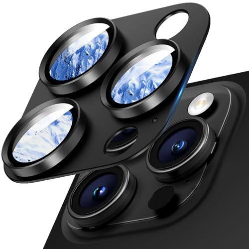 Image of Camera Lens Protector for iPhone 16 Pro Max /16 Pro /iPhone 15 Pro Max /15 Pro /iPhone 14 Pro Max /14 Pro, Aluminum Alloy Sapphire Glass Camera Screen Cover, Case Friendly- Black Titanium