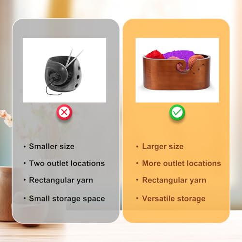 Image of Wooden Yarn Bowl, Large Size Wood Crochet Bowls for Yarn Handmade Knitting Yarn Bowl Crochet Yarn Holder Bowl Storage Accessories for Knitting and Crocheting Lovers(Ebony Color)