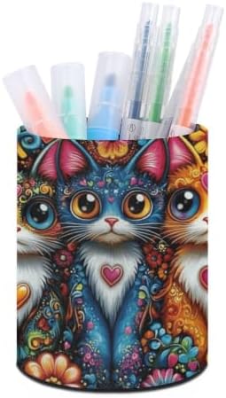 Three Colorful Cats Round Pen Holder Desk Organizer for Office Home image 5
