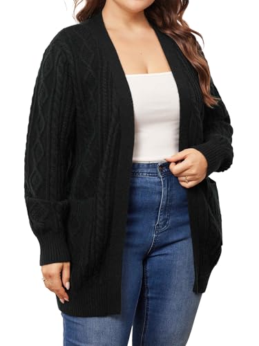 Image of Agnes Orinda Cardigan Sweaters for Women 2025 Plus Size Lightweight Long Sleeve Open Front Sweaters with Pockets