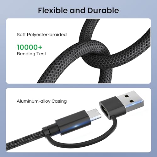 Image of Basesailor 4 in 1 USB C Charger Cable for Samsung Galaxy S25 S24 S23 Plus Ultra,60W Fast Charging Multi Charger Cord with USB A Converter /iOS /Type C for iPhone 17 16 15,iPad Air 4 5,A42 A51 A72,10ft