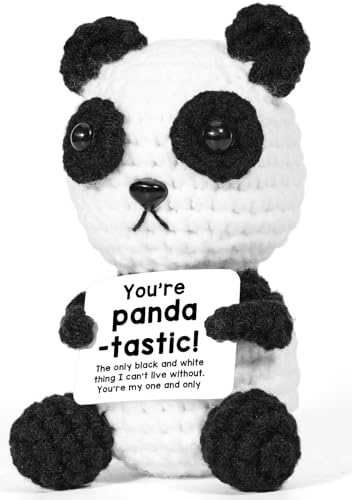 AICase Positive Crochet Panda Animals Emotional Support Nuggets Inspirational Knitted Unique Decorations Birthday for Women Men Her Him Sister Mom Dad Fans